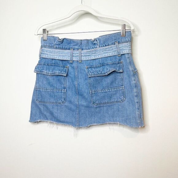 Frame Paperbag Skirt in Dan Regular Fit Pockets Belted Denin Size 27 - Picture 5 of 8